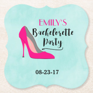 Hot Pink Stiletto High Heel Bachelorette Party Paper Coaster