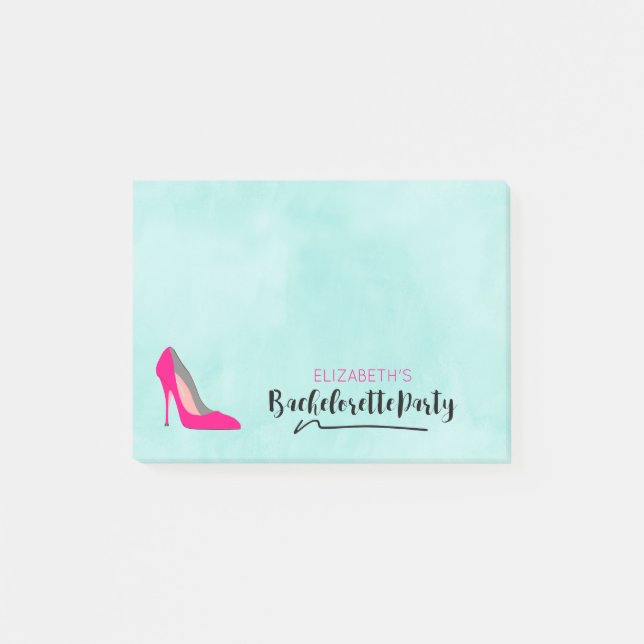 Hot Pink Stiletto High Heel  Bachelorette Party Post-it Notes (Front)