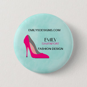 Hot Pink Stiletto High Heel Shoe Chic Business 6 Cm Round Badge