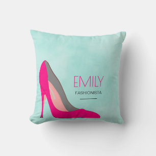 Hot Pink Stiletto High Heel Shoe Chic Fashionista Cushion