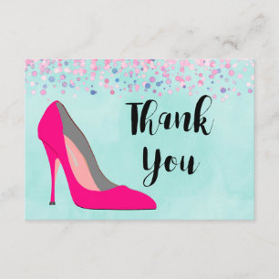 Hot Pink Stiletto Shoe and Pink Confetti Thank You