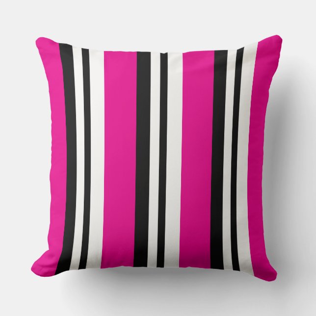 Hot Pink  Stripe Reversible Love Pillow (Front)