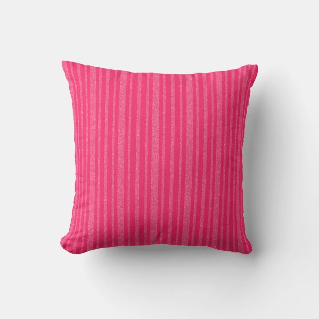 Hot Pink Stripe Throw Pillow (Front)