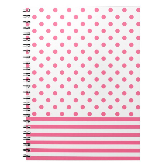 Hot Pink Stripes & Polkadots  Notebook (Front)