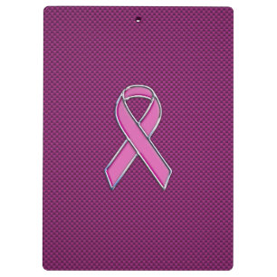 Hot Pink Style Ribbon Awareness Carbon Fibre Clipboard