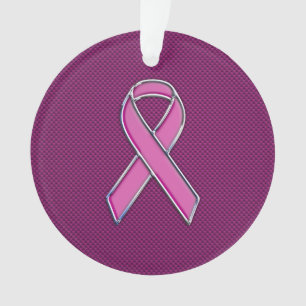 Hot Pink Style Ribbon Awareness Carbon Fibre Ornament