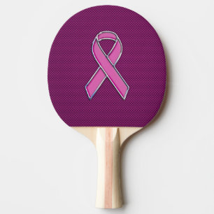 Hot Pink Style Ribbon Awareness Carbon Fibre Ping Pong Paddle