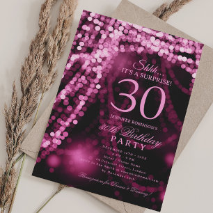 Hot Pink Surprise 30th Birthday Party Invitation