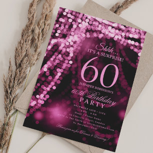 Hot Pink Surprise 60th Birthday Party Invitation