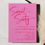 Hot Pink Sweet Sixty Minimal 60th Birthday Party Invitation<br><div class="desc">This is a Hot Pink Sweet Sixty Modern Minimalist 60th Birthday Party Invitation!</div>