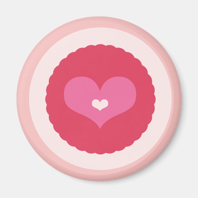 Hot Pink Sweetheart Love Scalloped Valentine's Day Magnet (Front)
