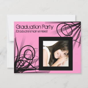 Hot Pink Swirl Graduation Party Invitation