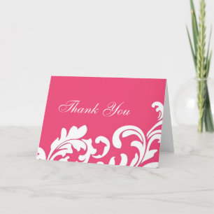 Hot Pink Swirl Thank You Card