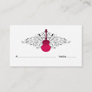 Hot Pink Swirls Guitar Place Card