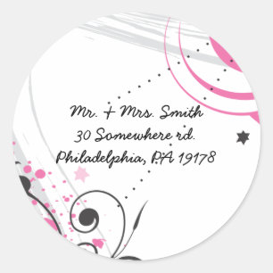 HOT PINK SWIRLS & STARS Sticker Label Seal