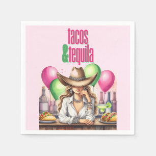 Hot Pink Tacos Birthday Bachelorette Bridal Shower Napkin