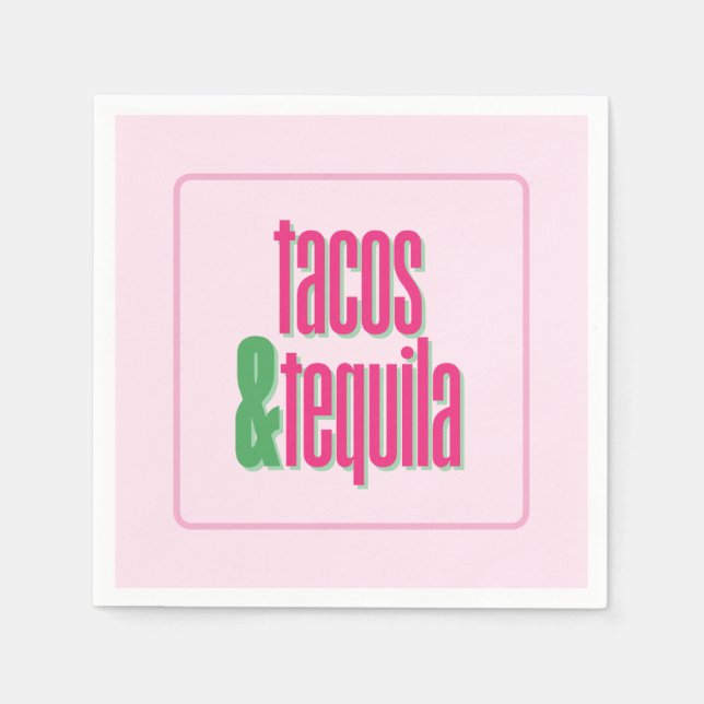 Hot Pink Tacos Birthday Bachelorette Bridal Shower Napkin (Front)