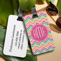 Hot Pink Teal Orange Chevrons Custom Monogram