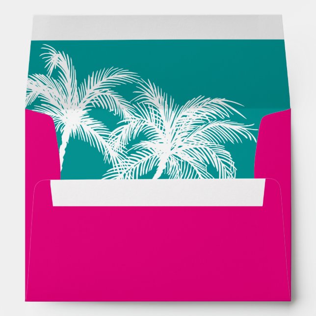 Hot Pink Teal Wedding | Tropical Envelope Liner (Back (Bottom))