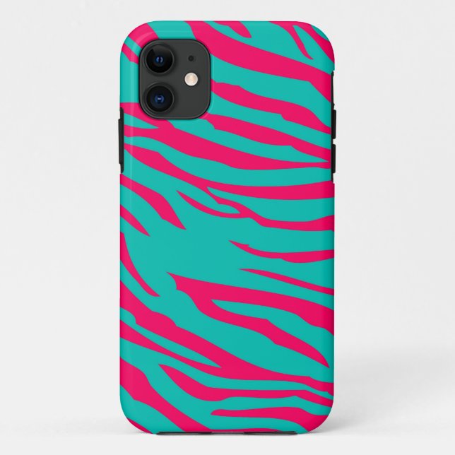 Hot Pink Teal Zebra Mate ID™ iPhone 5 Case (Back)