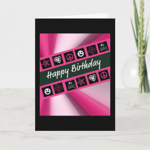 Hot Pink Teen Birthday Card