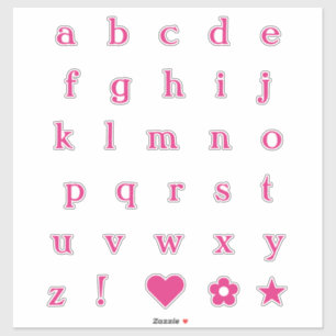 Hot Pink Text Letters   Monogram Alphabet Stickers