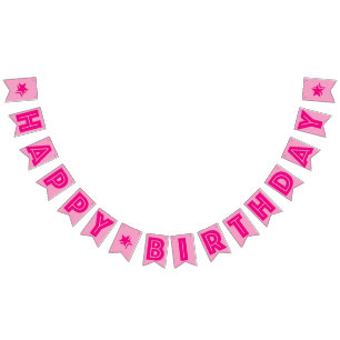 HOT PINK TEXT & SOFT PINK COLOR ☆ HAPPY BIRTHDAY BUNTING