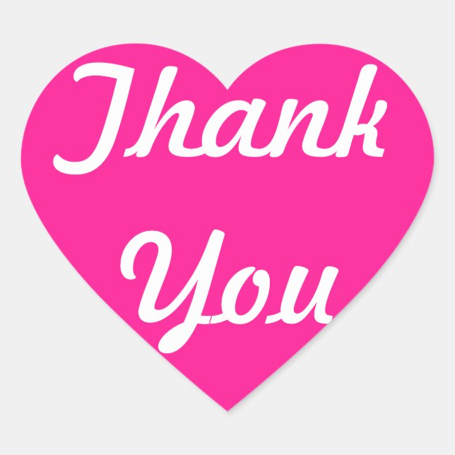 Hot Pink Thank You Heart Sticker (Front)