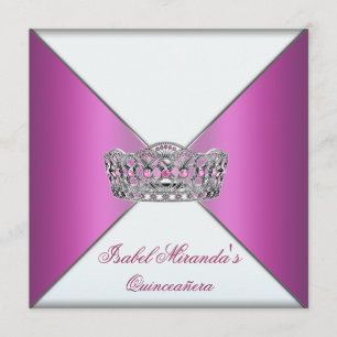 Hot Pink Tiara Quinceanera 15th Party Invitation
