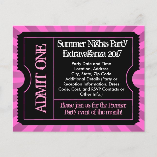 Hot Pink Ticket Flyers, Custom Printing Flyer (Front)