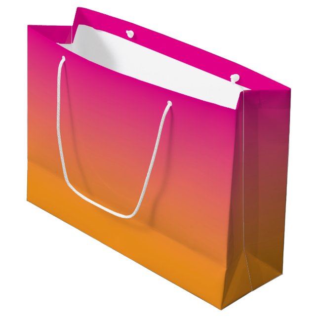 Hot Pink to Orange Ombre Large Gift Bag (Front Angled)