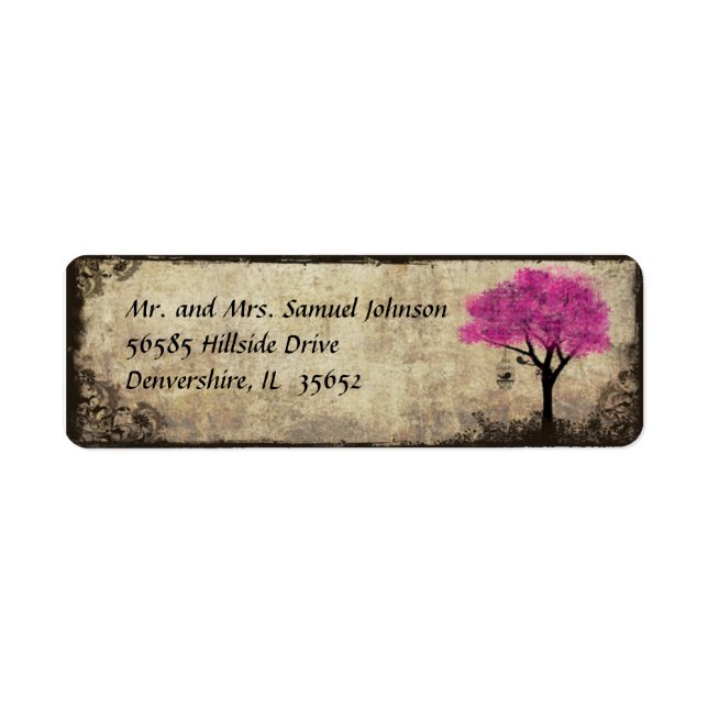 Hot Pink Tree Return Address Label (Front)