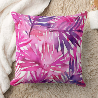 Hot Pink Tropical Jungle Palm Leaf Cushion