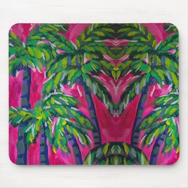 Hot Pink Tropical Palms Mouse Pad (Front)