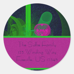 Hot Pink Tulip Faery Meeting Hall Abstract Art Classic Round Sticker