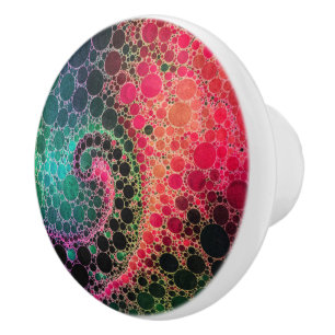 Hot Pink Turquoise Green Abstract Ceramic Knob