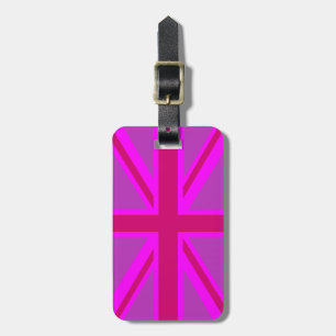Hot Pink Union Jack British Flag Background Luggage Tag
