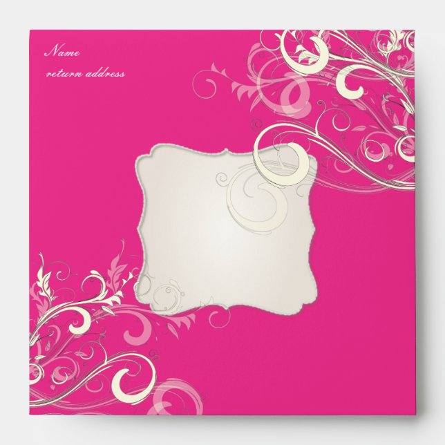 Hot Pink Vanilla Swirls, 5.25x5.25 Envelopes (Front)