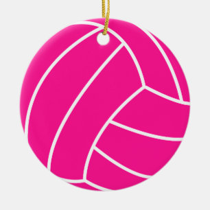 Hot Pink Volleyball Ceramic Ornament