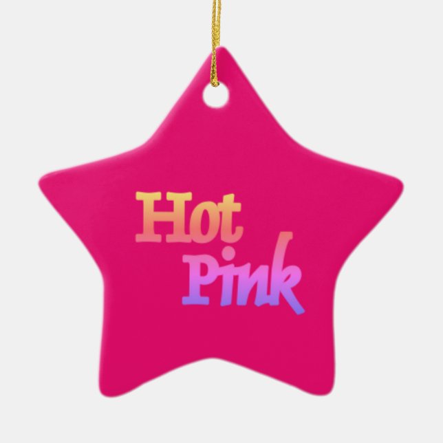 Hot Pink w name ceramic star ornament (Front)