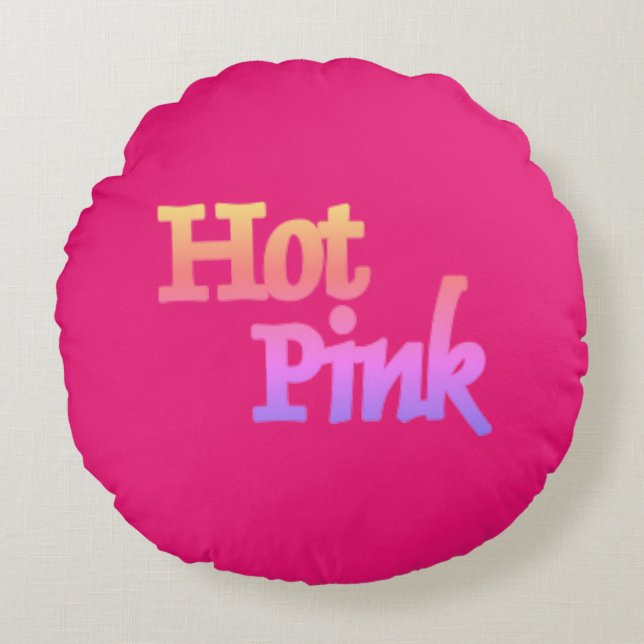 Hot Pink w name round cotton pillow (Front)