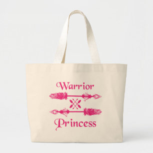Hot Pink Warrior Princess Large Tote Bag