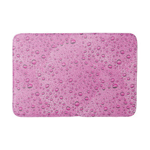 Hot pink water droplets bath mat