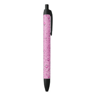 Hot pink water droplets black ink pen