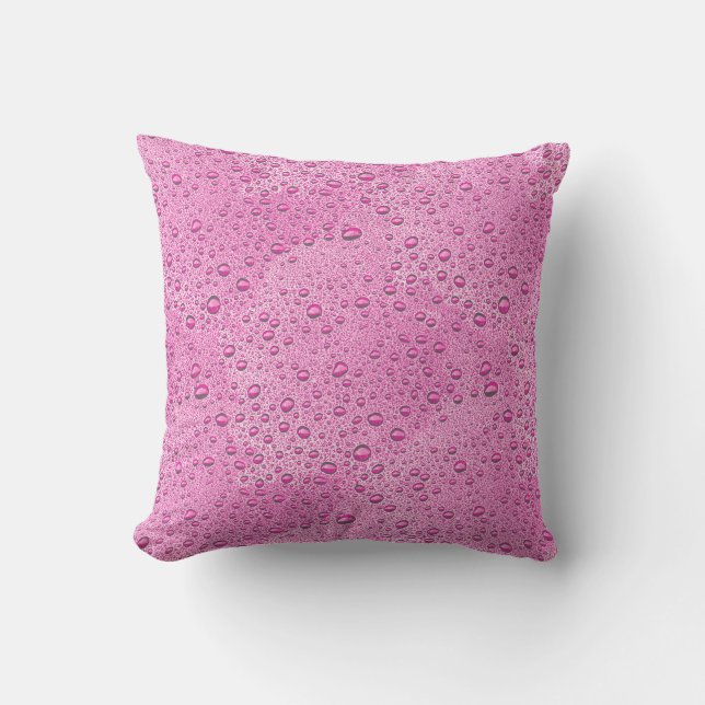 Hot pink water droplets cushion (Front)