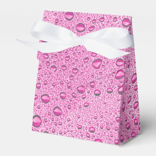 Hot pink water droplets favour box (Front Side)