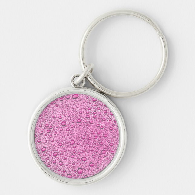 Hot pink water droplets key ring (Front)