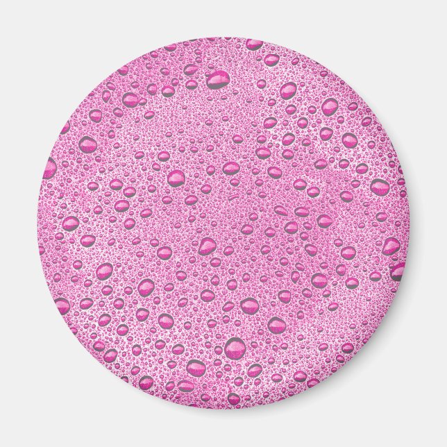 Hot pink water droplets magnet (Front)