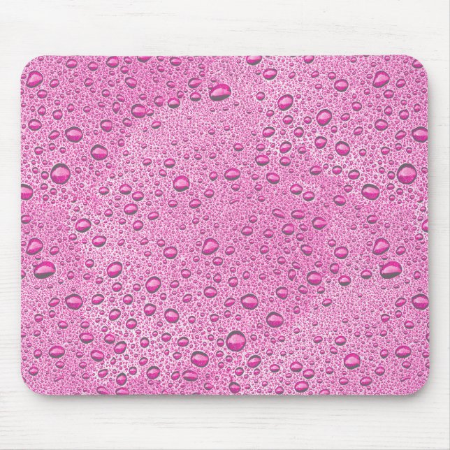 Hot pink water droplets mouse pad (Front)