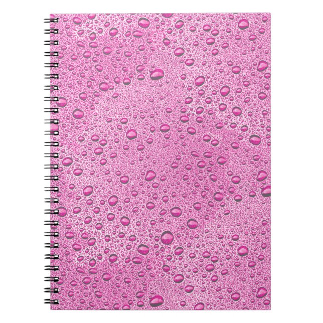 Hot pink water droplets notebook (Front)